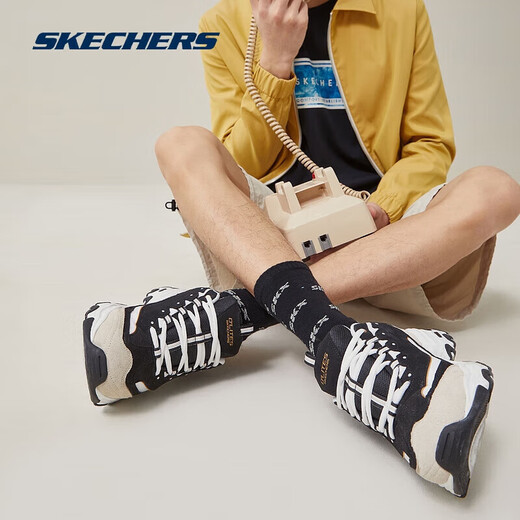 Skechers Black and White Gold | Men's Shoes Autumn Classic Panda Shoes Increased Breathability Fashion Campus Retro Dad Shoes 666114