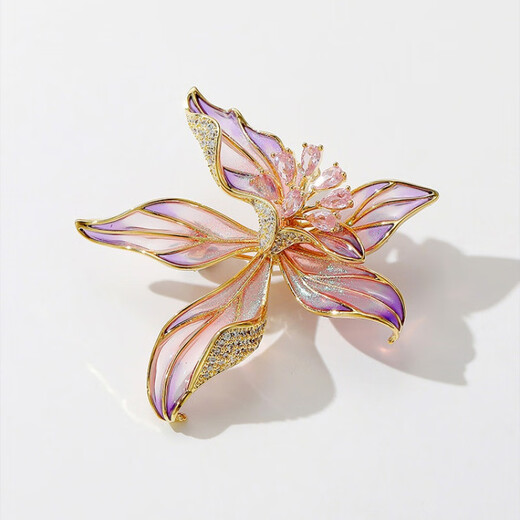 CHUXIANG French iris brooch for women exquisite crystal corsage niche design pin suit coat decoration purple pink iris A21-110