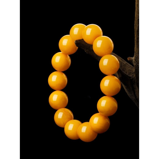 Royal copy, with national inspection certificate, natural raw mineral genuine beeswax bracelet for men and women, single circle chicken oil yellow old beeswax bracelet, 25 grams, bead diameter 14mm (unisex style) approx.