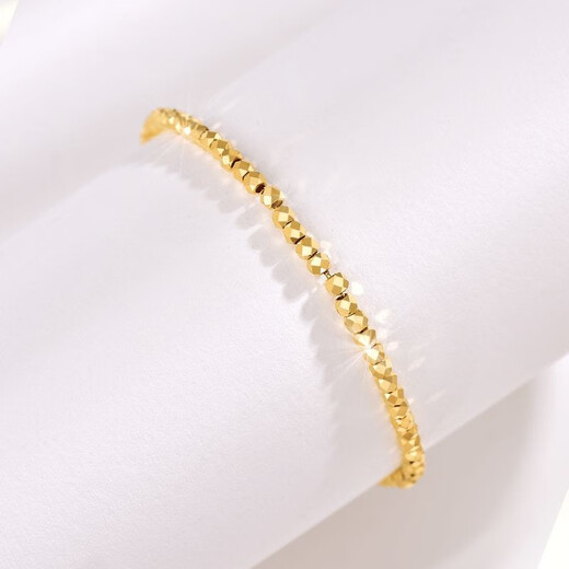 Jin Xiaoxiu Gold Bracelet Women's Football Gold Bundy Beads Bracelet 5g Transfer Beads Reese Scattered Beads Sparkling Chinese Valentine's Day Gift for Girlfriend 1g, 2mm Bundy Scattered Beads About 30 Pieces