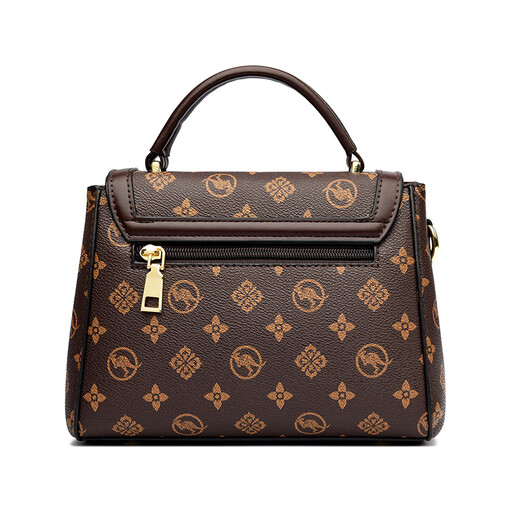 Snow Love Kangaroo Brand Genuine Leather Shoulder Bag Women's 50 for Mom 2025 New Crossbody Bag Gift for Women 30 and 40 Years Old Brown with Brown Gift Box + Gift Bag + Hand Bag Card Bag