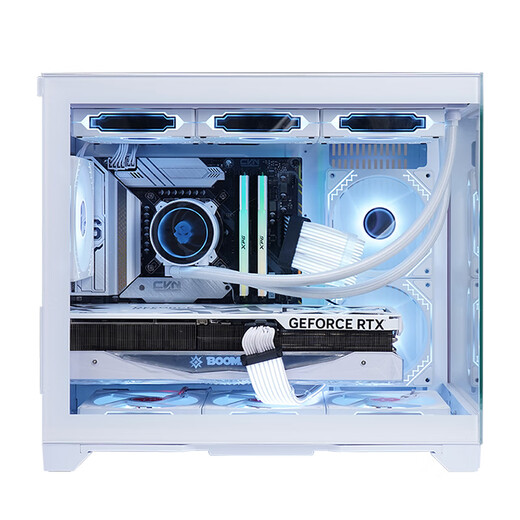 玩嘉 孤勇者无立柱matx主板电脑机箱360水冷海景房机箱纯白30/40系列超长显卡侧透主机箱 孤勇者白色升级版+6棱镜4pro风扇【ARGB