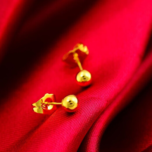 Putino Hong Kong 9999 True Gold Classic Earrings for Women 1 8k Color Temperament Gold Earrings New 2025 Jewelry Women's Glossy Peas Large Size