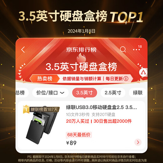 Greenlink USB3.0 mobile hard drive box 2.5/3.5 inch Type-C solid state drive box suitable for SATA serial port desktop laptop solid state mechanical SSD external box USB3.0 model 5Gbps