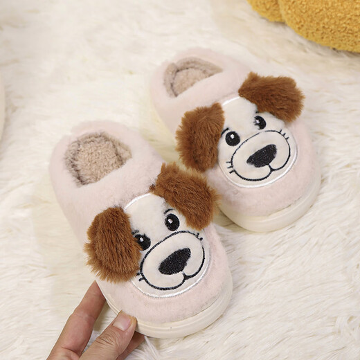 LA CHAPELLE HOMME Men and Women Children's Indoor and Outdoor Home Warm Soft Soled Cute Plush Cotton Slippers 24 Light Pink 38-39