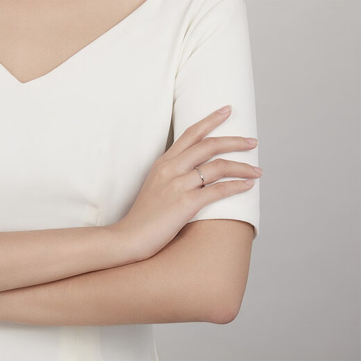 Saturday Fortune (ZLF) PT950 platinum ring for women, classic and versatile, shiny platinum ring, stacked tail ring, size 18 - 1.87g