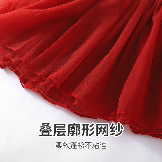 Youqi girls' dress spring and autumn red skirt baby one-year-old girl's birthday party children's style princess dress red embroidered dress + headband 73