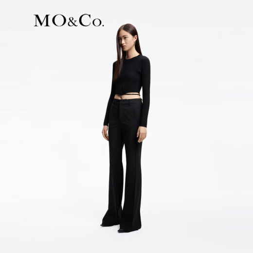 MO/Co.2024 spring new low-waisted floor-length trousers casual pants commuter trousers MBD1PAT013 black M/165