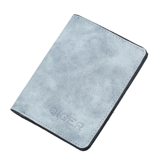 QIGER card holder men's ultra-thin mini wallet multi-functional driver's license leather case multi-card slot document card holder anti-degaussing card holder light blue
