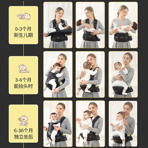 NewBealer Baby Carrier Waist Stool Shoulder Horizontal Embrace Baby Cradle Newborn Cradle Baby Multifunctional Front Embrace Carry Baroque Gray Shoulder Horizontal Embrace Newborn Cradle