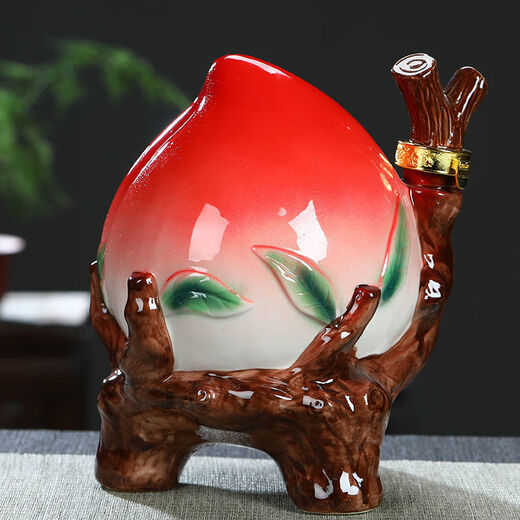 Empty bottle Jingdezhen ceramic wine bottle longevity peach wine jar 2 Jin Jin equals 0.5 kg 5 Jin Jin equals 0.5 kg Gift box Birthday banquet gift porcelain cellar wine jar wine set 5 Jin Jin equals 0.5 kg Single bottle of longevity peach + brocade box