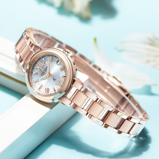 
CITIZEN watch photodynamic xC series multi-entry electric signal perpetual calendar cherry blossom powder date steel belt business fashion women's watch ES9435-51A