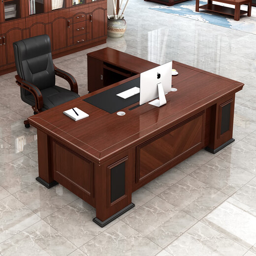 KESENGE boss desk office desk simple modern executive desk supervisor manager desk leader office desk and chair combination with auxiliary cabinet 2.2 meters table + double side cabinets