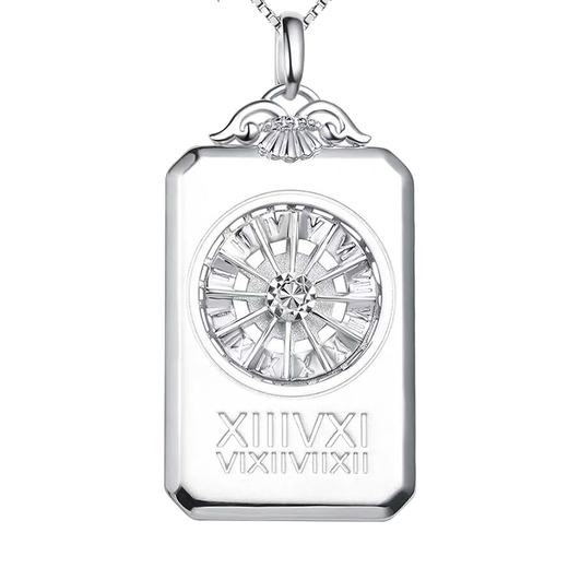 Heye Jewelry Platinum Pt950 Roman Square Men's Numbers Three-dimensional Pendant Tag Platinum 28.81g Width 30mm with buckle 60mm high with leather cord