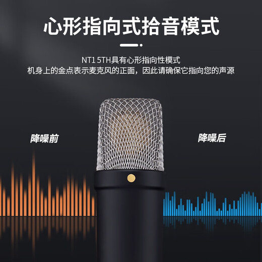 RODE NT1 5TH large diaphragm vocal condenser microphone professional home live broadcast karaoke microphone recording studio internet celebrity anchor computer dubbing recording microphone NT1 5TH condenser microphone (silver model) + DS2 desktop stand