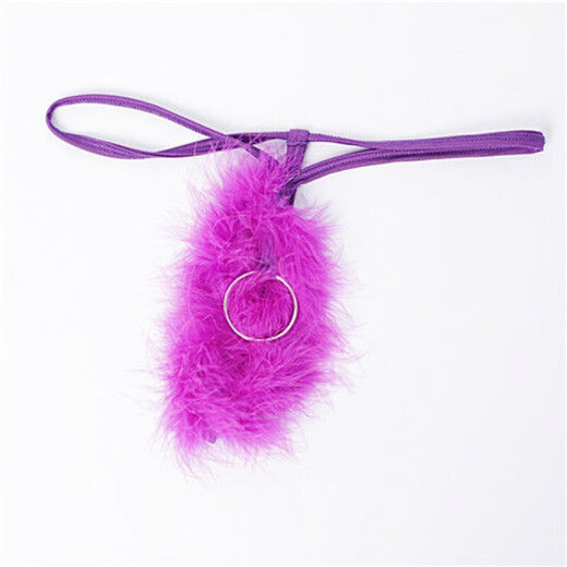 New men's sexy underwear European and American men's thong sexy temptation plush hoop transparent rose red