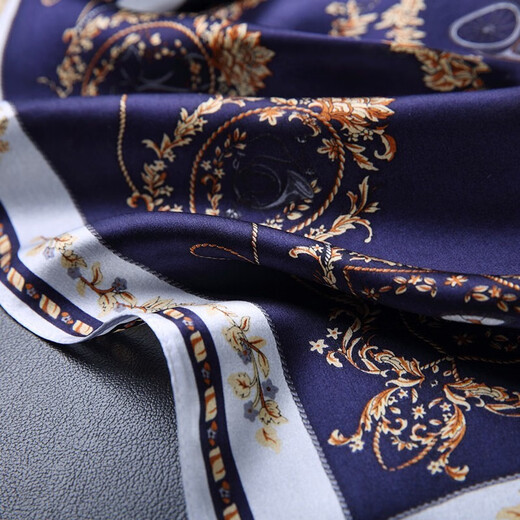 Hangsifu silk scarf men's neck scarf mulberry silk suit scarf father's birthday husband boyfriend gift Flowers in the Mirror-Tibetan Blue