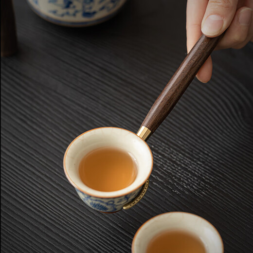 Xi Yuanji Blue and White Ru Kiln Tea Ceremony Six Gentlemen Enamel Tea Set Spare Parts Set Tea Clamp Tea Needle Pot Care Pen Tea Making Tools Fanhua Beige Ru Kiln Tea Ceremony Barrel + Ebony Accessories