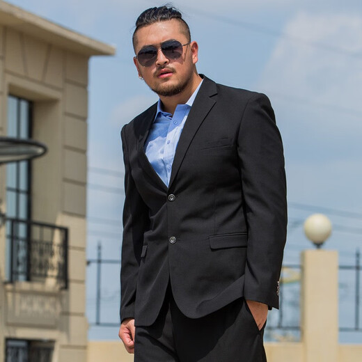 Xi Chen plus size suit men's plus size suit business casual professional workwear groom wedding dress formal black two-piece suit + trousers XL 180 (120-150Jin Jin equals 0.5 kg)
