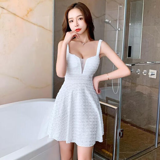 南啵丸夜场收腰遮肚子显瘦性感吊带修身连衣裙夜店女装足浴技师工作服潮 粉色 L