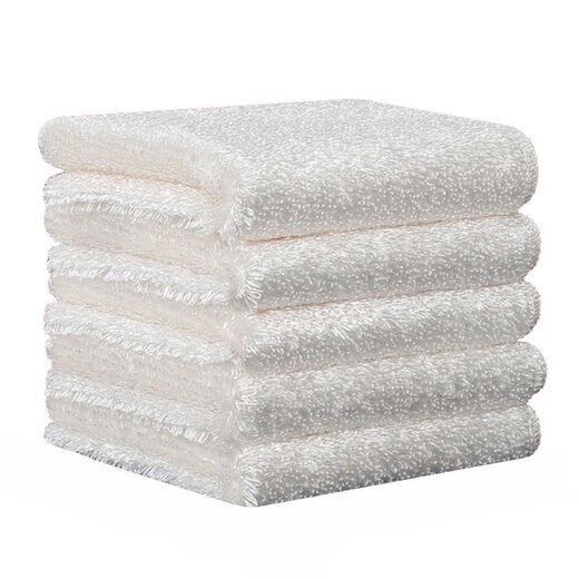 Korean bamboo fiber dishwashing cloth, non-stick oil, 10 large rags, absorb water, do not shed lint, thickened oil-removing dishcloth, double layer, 23X18cm, 10 pieces (white/)