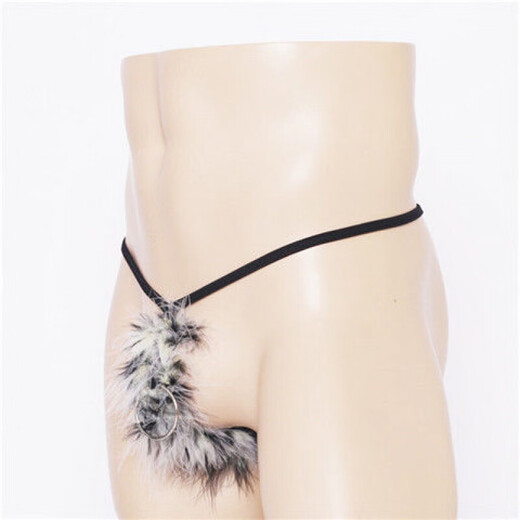 New men's sexy underwear European and American men's thong sexy temptation plush hoop transparent rose red