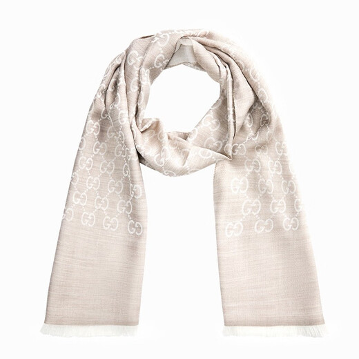 GUCCI Gucci scarf women's double G printed wool scarf beige 165904 3G646 9500