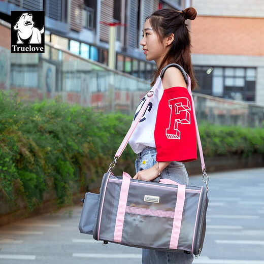 TRUELOVE宠物猫咪包外出便携背包太空舱双肩书包斜挎大容量透气网格四季用 灰色 S(长37.5宽26.5高21.5 )