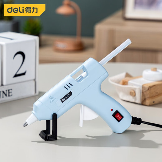 Deli hot melt glue gun for children at home, handmade electric glue gun, aluminum mouth glue hot melt glue stick DL390120 baby blue 20W