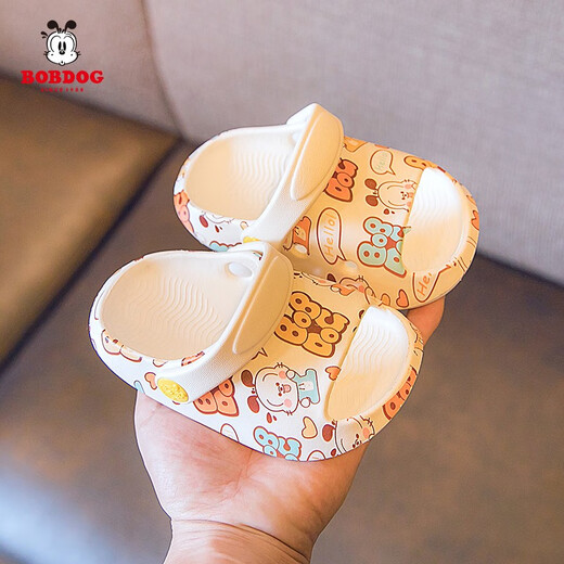 Babudou Children's Slippers Baby Croc Shoes Girls Boys Sandals Infants and Toddlers Indoor Non-Slip Home Beach Shoes Off-White Babudou Genuine Authorization 18 Inner Length 14cm Suitable for Feet Length 13-13.5cm