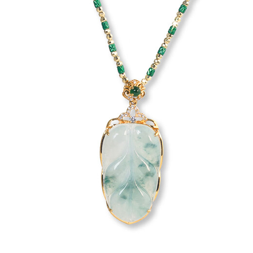 Luoliya Gao Bingpiaohua-Jade K gold inlaid leaf pendant gold inlaid jade gold branch jade leaf jade pendant for women to give to my wife