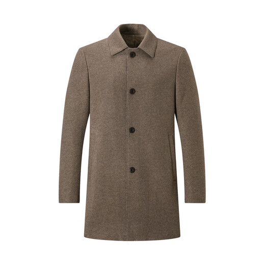 Septwolves Woolen Coat Men's Winter New Lapel Solid Color Wool Woolen Mid-Length Commuting Casual Men's Clothes 702 (Dark Apricot) XL 175/92A