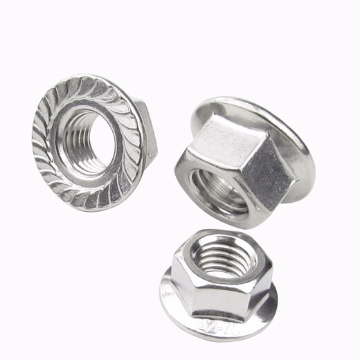 Jishuo 304 stainless steel flange nut/DIN6923 hexagonal flange cap anti-slip nut M4/M5 M20 M12 1 piece