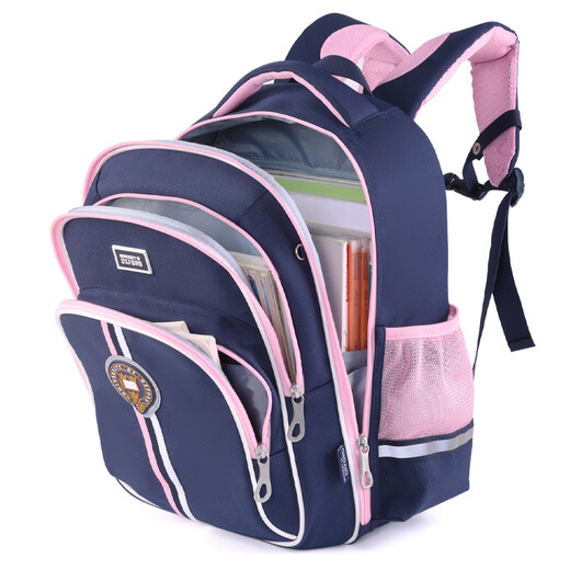 UNIVERSITY OF OXFORD牛津小学生书包男孩护脊减负1-3-6年级儿童双肩包一年级轻便女童4 X719深蓝粉 推荐1-3年级