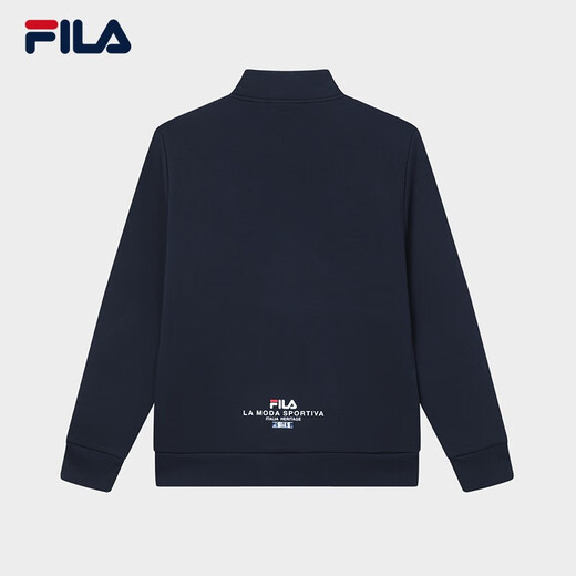 FILA official men's knitted casual zipper jacket autumn and winter stand collar business men's commuter jacket Legend Blue-NV L 175/96A