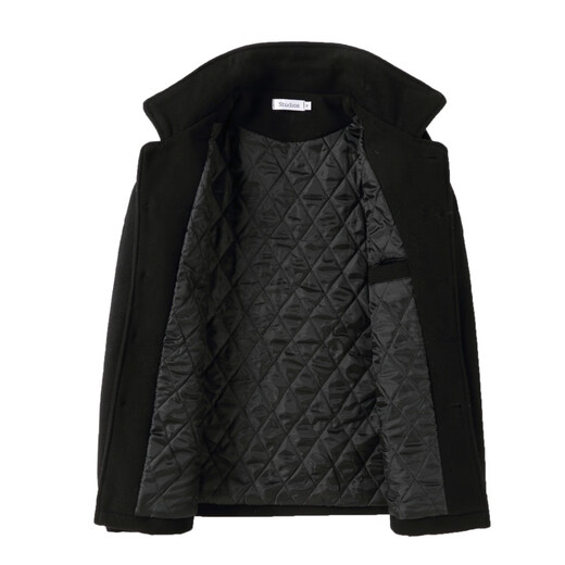 Shelley Jones woolen coat men's autumn and winter ins Hong Kong style coat trendy casual handsome tops short windbreaker men's N2070 black cotton XL (recommended 130-150Jin Jin equals 0.5 kg)