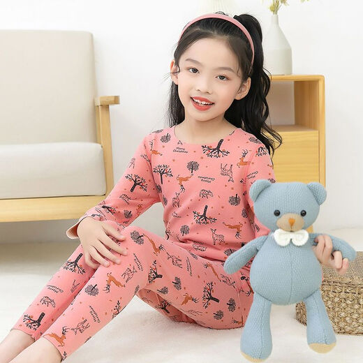 Disney Children's Thermal Underwear Set Thermal Storage German Velvet Girls Seamless Boys' Double-sided Velvet Pajamas Middle and Large Children's Autumn and Winter Hair Silver Dinosaur (German Velvet Set) 120 Suitable for 42 Jin Jin equals 0.5 kg