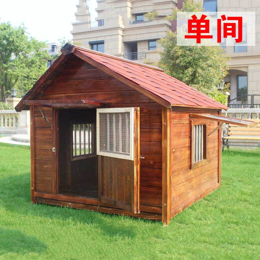 Dog House Outdoor Waterproof Solid Wood Dog House Medium and Large Dog Golden Retriever Dog House Rainproof Summer Outdoor Four Seasons Pet Villa 5XL with Yard Double Windows with Screen Package Installation