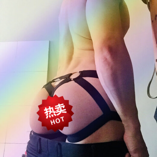 Gorgeous low-waist gay men's thong breathable hollow fun double butt U convex color matching ice silk S90-115