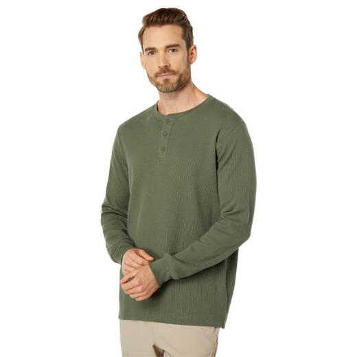 The North Face Men's Waffle Long Sleeve T-Shirt Henley Shirt Versatile Round Neck Casual Loose Solid Color Spring and Summer Outdoor Sports Gardenia White XL