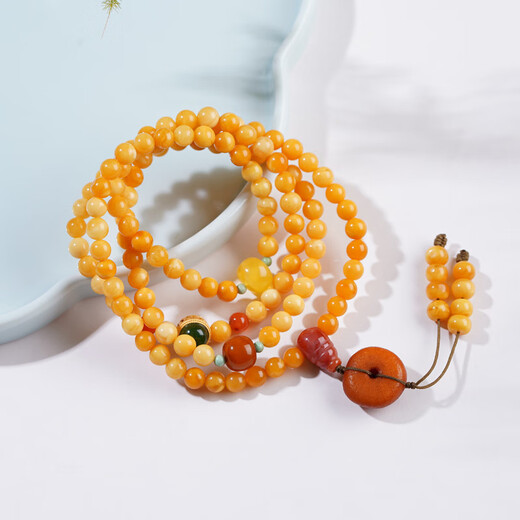 Longyin Beeswax Bracelet Amber Bracelet for Women and Men Multiple Circles with Jasper Southern Red Turquoise Birthday Gift MZ About 5.5mm