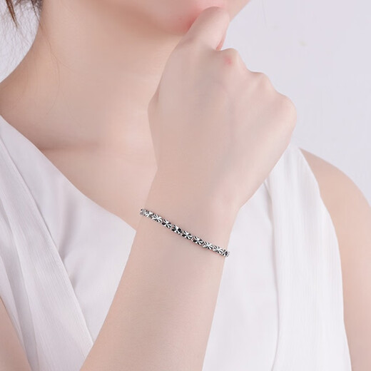 LAOLATU Love Platinum Bracelet for Women PT950 Platinum 2025 New Light Luxury Niche Chinese Valentine's Day Gift for Wife and Girlfriend PT950 Platinum-Super Flash Rice Bracelet