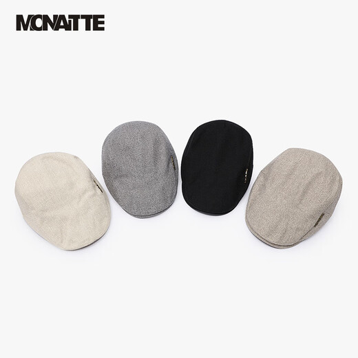 
Monnet hat men's summer new duckbill hat middle-aged and elderly casual daddy beret four seasons painter hat retro front hat black [letter copper label] one size (54-60CM)