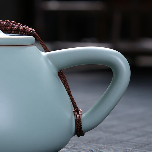 Xiangye song cup Ru kiln teapot ceramic large Kung Fu tea set Xi Shi pot Ru porcelain single pot handle teapot large stone ladle teapot 260ml