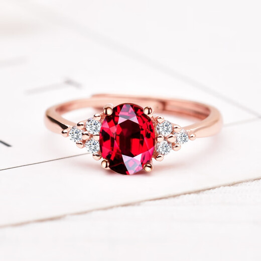Fat Donglai quality silver ring ruby rose gold ring women's blue crystal open fashion diamond ring simple wear rose gold ruby open style
