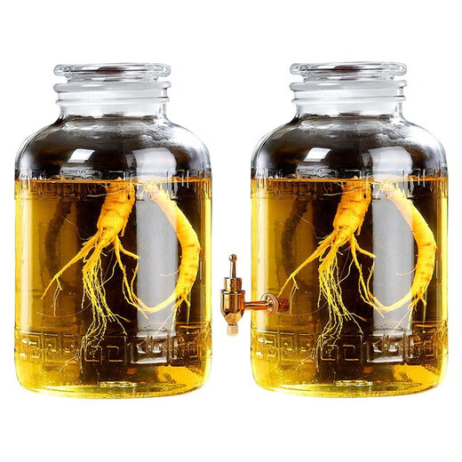 Yi Jingli home bubble glass bottle bubble with faucet bubble container medicine jar thickened sealed jar household cylinder 30Jin Jin equals 0.5 kg without faucet thickening