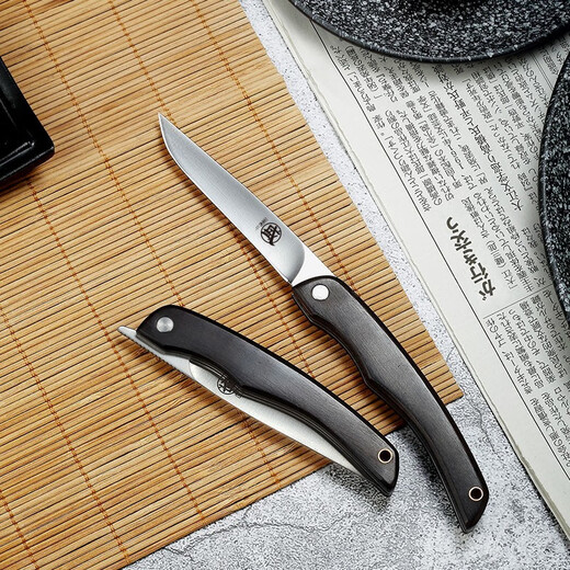 三本盛日本进口水果刀家用折叠小刀牛排刀多功能刀露营便携随身野餐刀具 日本爱知AUS8：知者·折叠水果刀