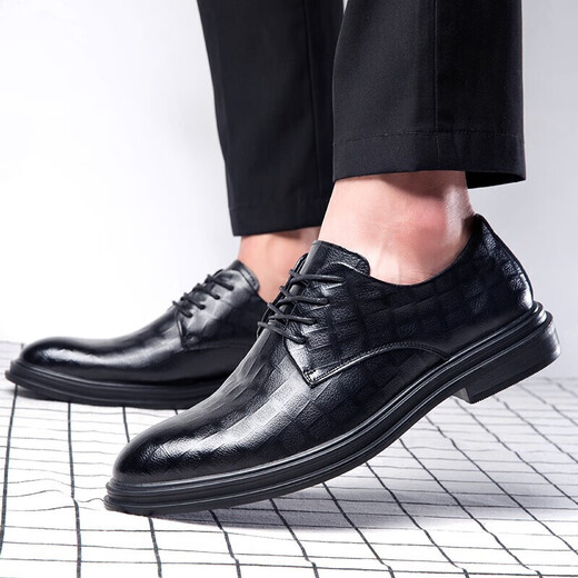 PULIWEI leather shoes men's 2024 autumn new business shoes formal leather shoes cowhide men's leather shoes formal shoes British men's shoes black 42