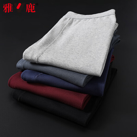 Yalu Men's Autumn Pants Men's Pure Cotton Line Pants Thin Cotton Wool Pants Leggings Winter Warm Pants Men Black + Dark Linen Gray (100% Cotton) 2XL Recommended Weight 135-160Jin Jin is equal to 0.5 kg