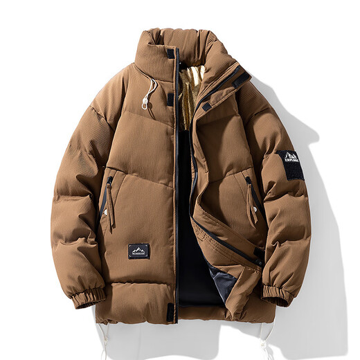 Warm Winter Duck Down Cotton Jacket Men's Extra Fat 200-300 Jin Jin Equals 0.5 Kilogram Large Size Trendy Fat Men Thickened Warm Boys' Winter Jacket Black 6XL 230-255 Jin Jin Equals 0.5 Kilogram